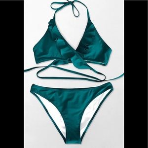 Cupshe Swim - Cupshe Teal Ruffled Bikini Cupshe Swim - Cupshe Teal Ruffled Bikini